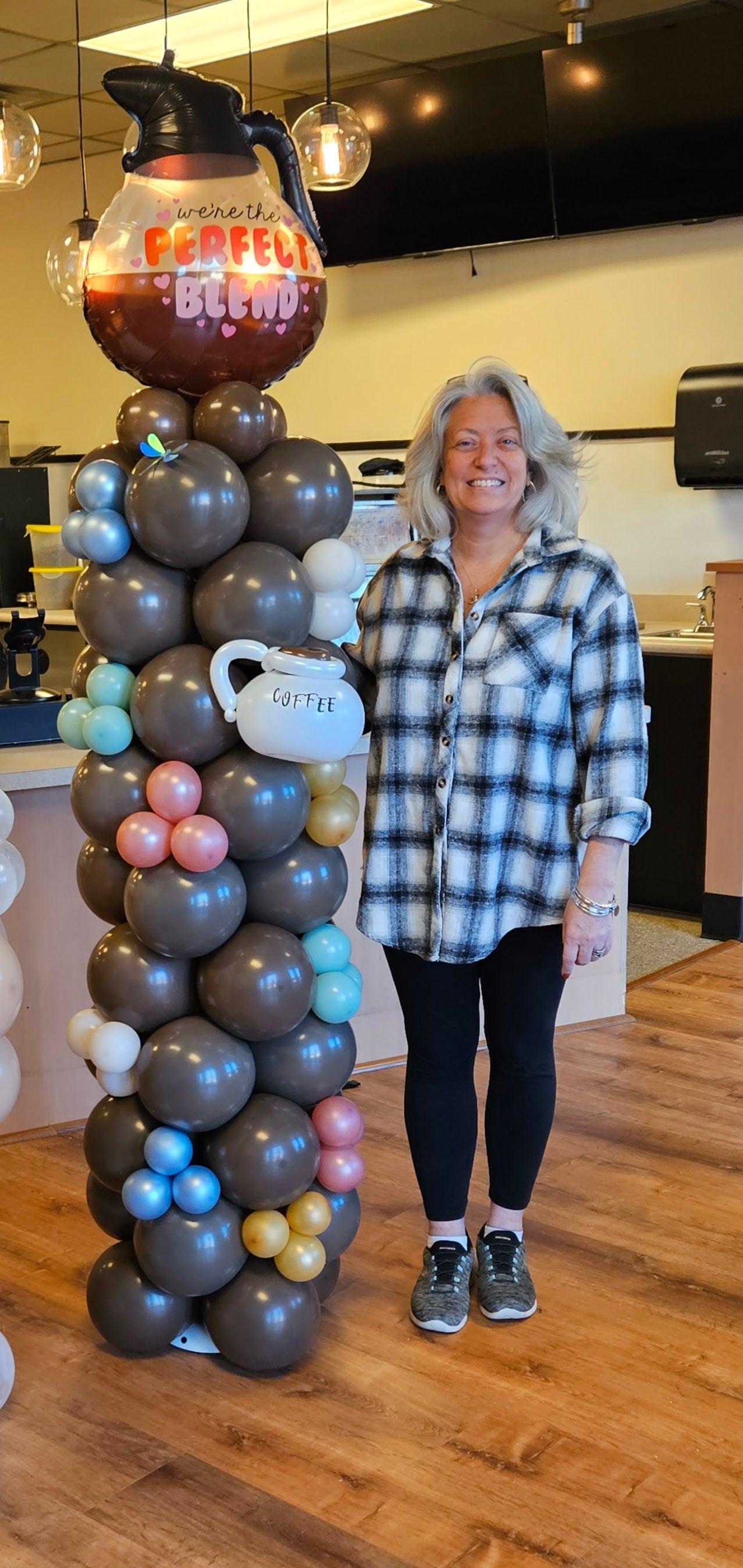 Custom balloon tower for coffee shop in CT