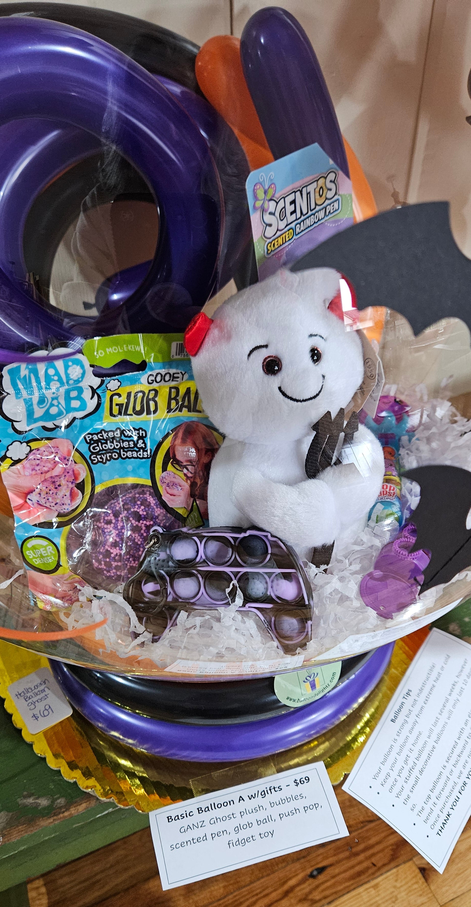 spooky ghost devil plush in a stuffed balloon